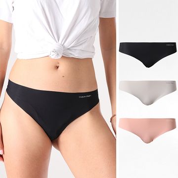 Calvin Klein - Juego De 3 Braguitas Invisibles Mujer QD3558E Negro Rosa Gris