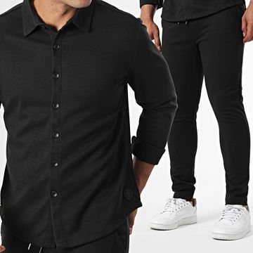 Zelys Paris - Conjunto de camisa negra de manga larga y pantalón Giggy