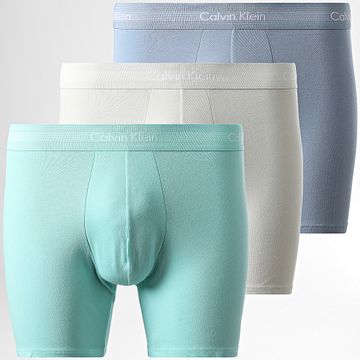 Calvin Klein - Juego de 3 calzoncillos bóxer NB1770A Azul claro Beige Turquesa