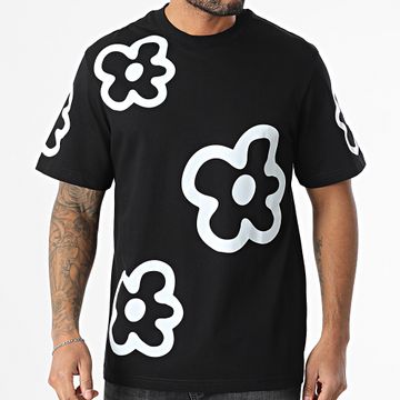 Frilivin - Camiseta oversize 08C Negro Azul claro Floral