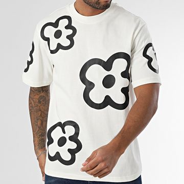 Frilivin - Camiseta oversize 08C Blanco Negro Floral