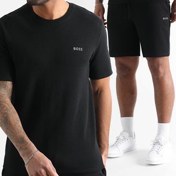 BOSS - Camiseta Waffle y pantalones cortos de jogging 50535891 50535884 Negro