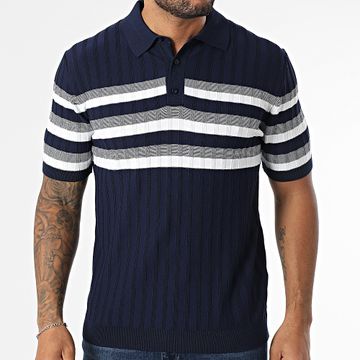 Classic Series - Polo Manga Corta Rayas 011 Azul Marino Blanco