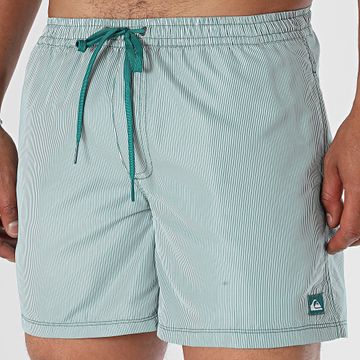Quiksilver - Shorts de baño Everyday Solid Volley Stripe EQYJV04120 Verde oscuro Blanco