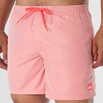 Quiksilver - Shorts de baño Everyday Solid Volley Stripe EQYJV04120 Rojo Blanco