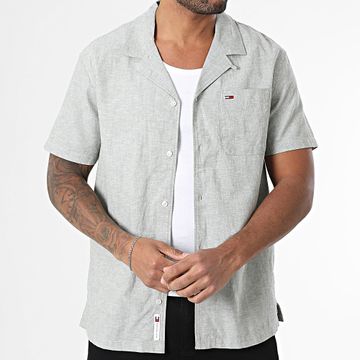 Tommy Jeans - Camp 0895 Camisa de manga corta en mezcla de lino Verde brezo