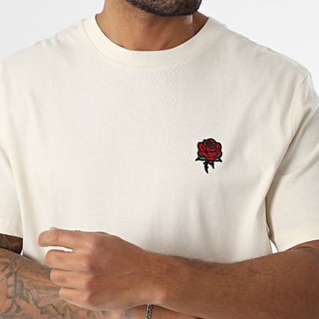 Luxury Lovers - Camiseta Oversize Grande Bordado Rosas Beige