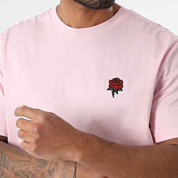 Luxury Lovers - Camiseta Oversize Grande Bordado Rosas Rosa