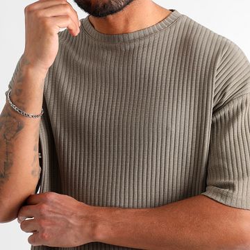 LBO - Camiseta oversize grande con textura 3780 Taupe