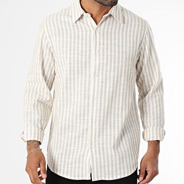 MTX - Camisa de rayas de manga larga 519 Beige Crudo