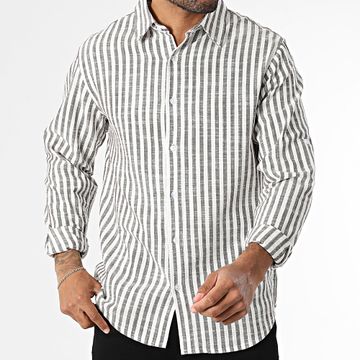 MTX - Camisa de rayas de manga larga 519 Marrón Blanco