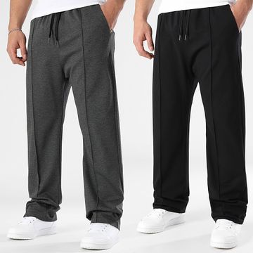 LBO - Lote de 2 pantalones de pata ancha 1742 1864 Negro Carbón Gris Moteado
