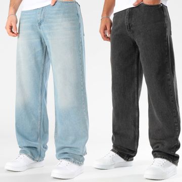 LBO - Juego de 2 vaqueros anchos 3577 3719 Negro Azul Denim
