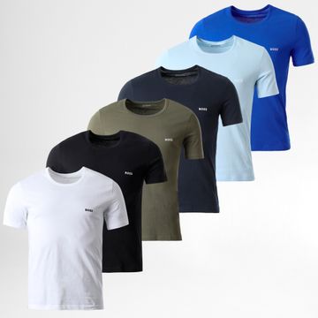 BOSS - Lote de 6 camisetas clásicas 50532468 Blanco Negro Azul Verde Caqui
