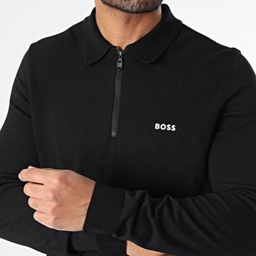 BOSS - Polo de manga larga con cremallera Momentum Lite 50520604 Negro