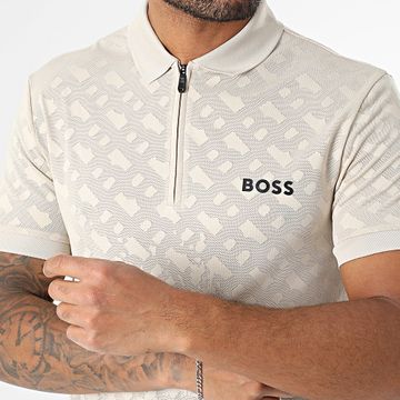 BOSS - Polo de manga corta Philix cuello cremallera 50538106 Beige