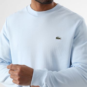 Lacoste - Classic Fit Sudadera cuello redondo Logo cocodrilo bordado Azul claro