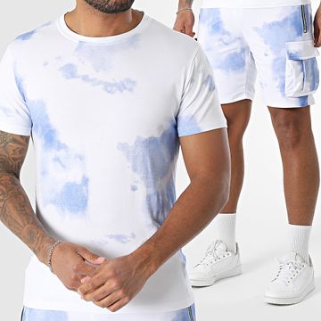 MTX - 031 Conjunto de camiseta blanca azul claro y pantalón corto cargo