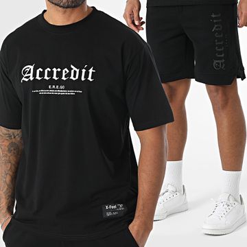 MTX - 863 Conjunto de camiseta oversize negra y pantalón corto de jogging