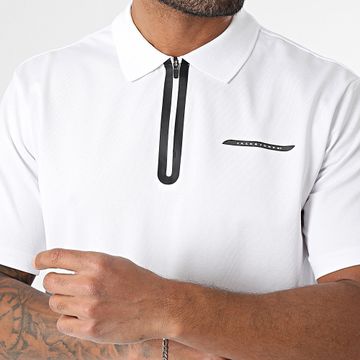 Jack And Jones - Polo Fusion Piqué Manga Corta Cuello con Cremallera Blanco