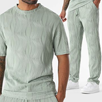 John H - Conjunto de camisa y pantalón 086 Verde claro