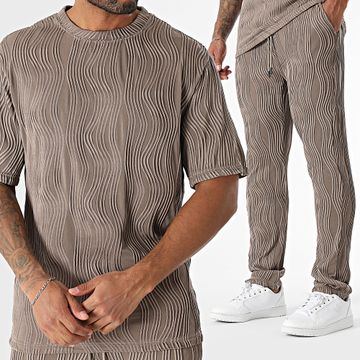 John H - Conjunto de camiseta y pantalón de color topo 086