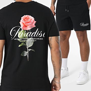 Luxury Lovers - Conjunto de camiseta negra y pantalón corto One Rose
