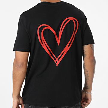 Luxury Lovers - Oversize Heart Outline Doble Tee Shirt Negro