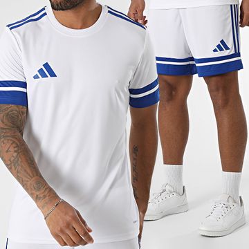 Adidas Performance - SQUA25 Jersey Banded Jogging Shorts and Tee Shirt Set JG5827 JH3409 Blanco Azul Real