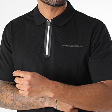 Jack And Jones - Polo Fusion Piqué de manga corta y cuello con cremallera Negro