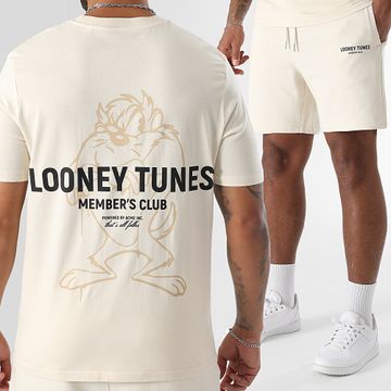 Looney Tunes - Conjunto de camiseta y pantalón corto Taz Beige