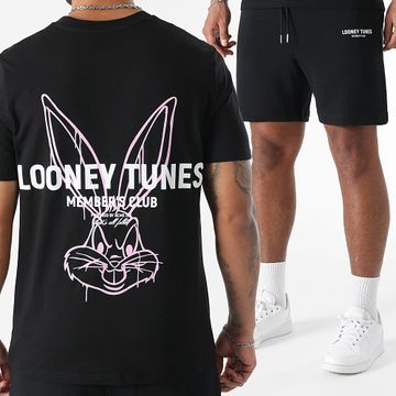 Looney Tunes - Conjunto de camiseta negra y pantalón corto de Bugs Bunny