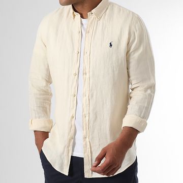 Polo Ralph Lauren - Slim Camisa Manga Larga Original Player Beige