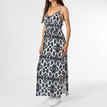 Vero Moda - Easy Joy Maxi Vestido Mujer Blanco Azul Marino