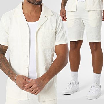 Zayne Paris  - Conjunto de camisa de manga corta y pantalón corto 116 beige claro
