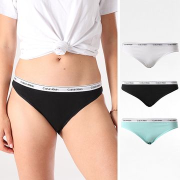 Calvin Klein - Set De 3 Braguitas De Mujer QD5207E Negro Azul Turquesa Blanco