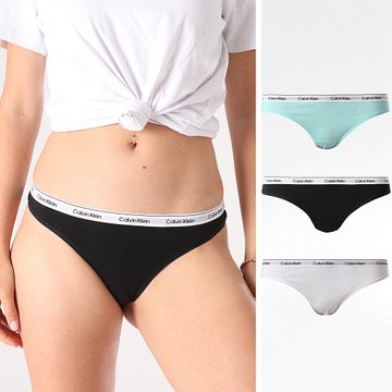 Calvin Klein - Juego De 3 Tangas Para Mujer QD5209E Negro Azul Turquesa Blanco