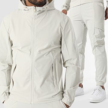 Classic Series - Conjunto de chaqueta con capucha y cremallera y pantalón de jogging 033 Beige claro