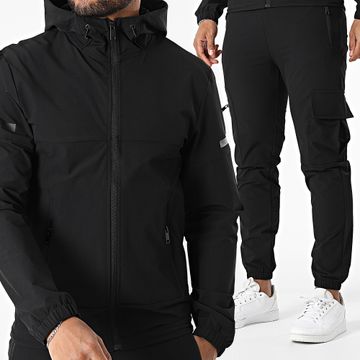 Classic Series - Conjunto de chaqueta con capucha y cremallera y pantalón de chándal 034 Negro