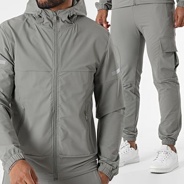 Classic Series - Conjunto de chaqueta con capucha y cremallera y pantalón cargo 034 Gris