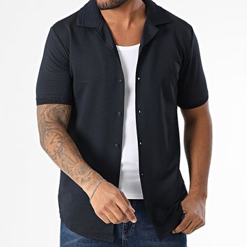 Classic Series - Camisa de manga corta a rayas azul marino 006