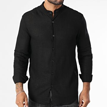 Frilivin - Camisa de manga larga con cuello Oficial 106 Negro