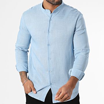 Frilivin - Camisa de manga larga con cuello 106 Azul claro