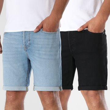 Jack And Jones - Lote De 2 Pantalones Cortos Original Rick Jean Azul Denim Negro