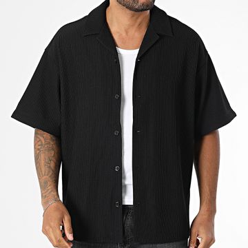 Jack And Jones - Horizon Plisse Resort Camisa de manga corta acanalada negra