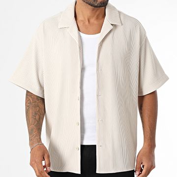 Jack And Jones - Horizon Pleisse Resort Camisa de manga corta de canalé beige claro