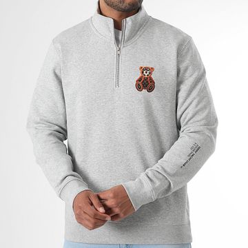 Teddy Yacht Club - Cuello con cremallera Sudadera Pequeña Piel Gris Heather