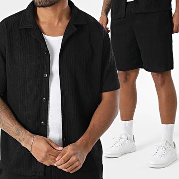 Uniplay - Conjunto de camisa de manga corta y pantalón corto texturizado 515 Negro