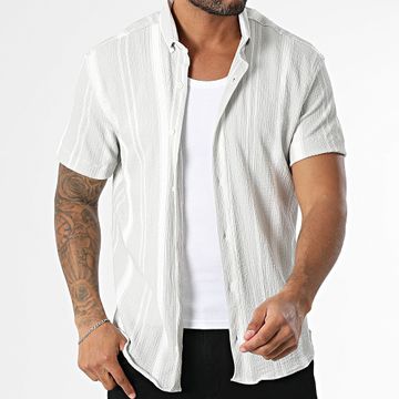 Classic Series - Camisa de rayas de manga corta 012 Gris claro