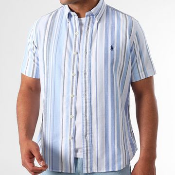 Polo Ralph Lauren - Original Player Camisa de manga corta a rayas azul marino y blanca